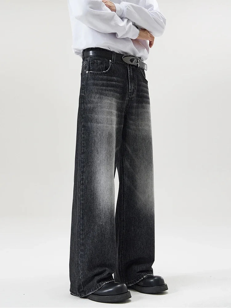 4 Colors Autumn Vintage Distressed Men's Baggy Straight Jeans Fashion Korean High Street Denim Pants Streetwear Male Trousers - Live Store 4U