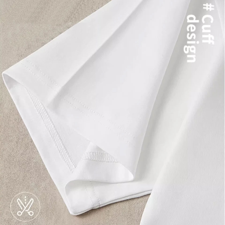 220gsm Heavy Oversized Plain T-Shirt for Men Summer HighQualtity Short Sleeve Tee 100%cotton Solid Color Trendy Casual white Top - Live Store 4U