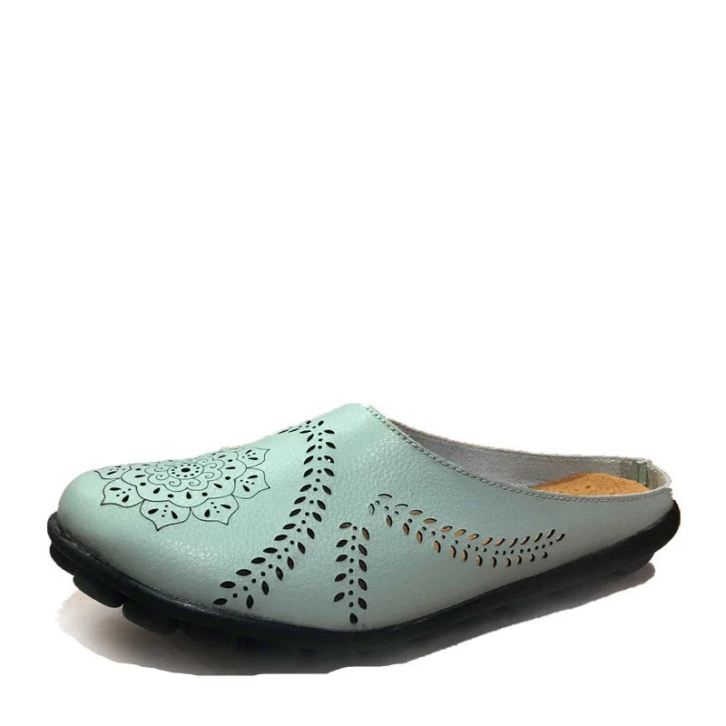 2023 Summer Shoes Woman Genuine Leather Women Flats Hollow Women's Loafers Female Solid Shoe Size 35-44 Sneakers Shoes