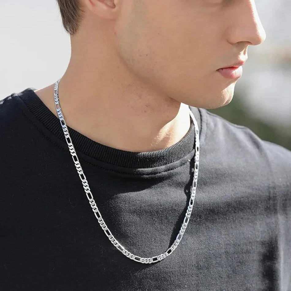 Exquisite Fashion 18K Gold Filled Necklace For Women Men Size 16-30 Inch Jewelry 4mm Figaro Chain Necklaces Wholesale - Live Store 4U