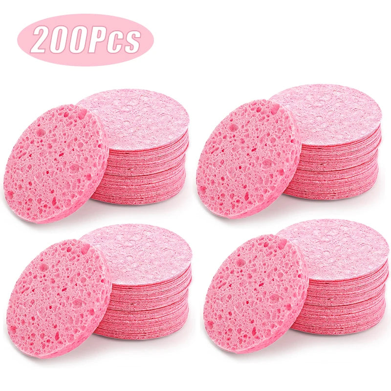 50PCS Face Cleaning Sponge Pad for Exfoliator Mask Facial SPA Massage Makeup Removal Thicker Compress Natural Cellulose Reusable