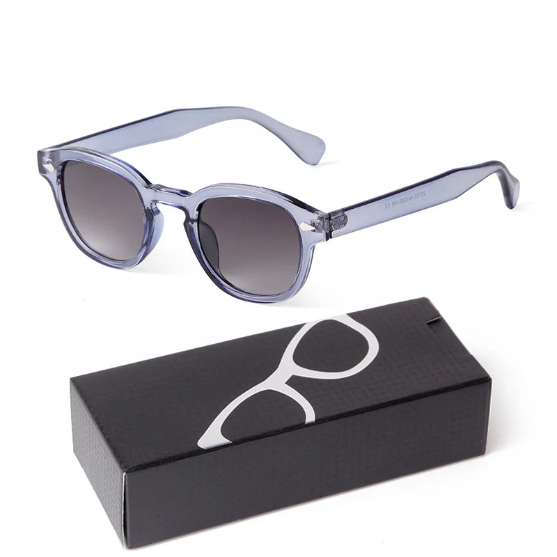 Fashion Gradient Blue Small Round Sunglasses for Women Men Brand Designer Vintage Tortoise Square Sun Glasses Lunettes De Soleil