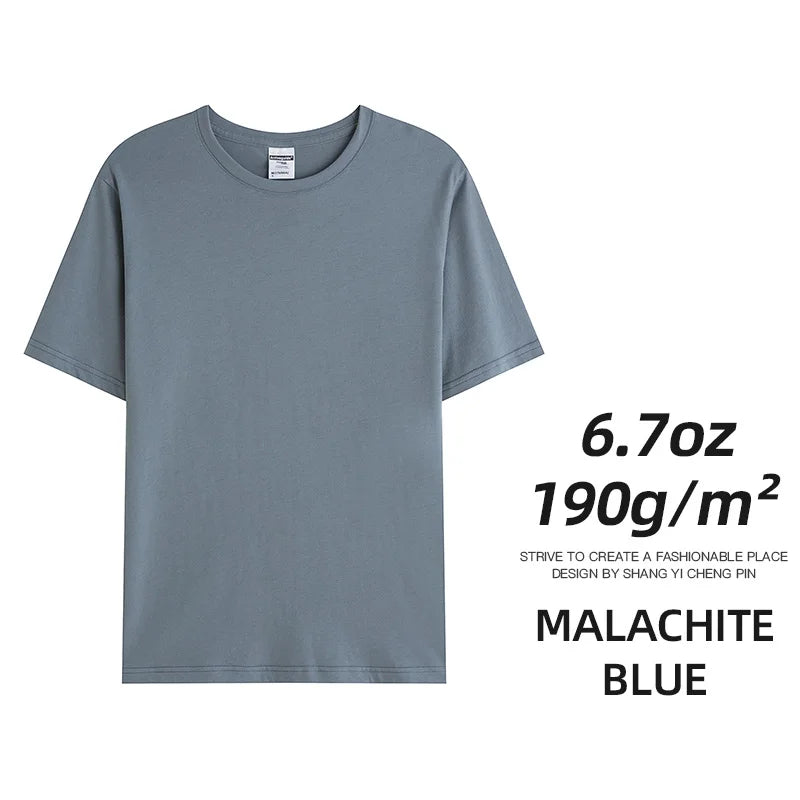 6.7oz 190gsm Combed Cotton Tees Tshirts Mens Solid Tops Woman Male Custom Team Uniform Class Clothes Summer Brand Customization - Live Store 4U