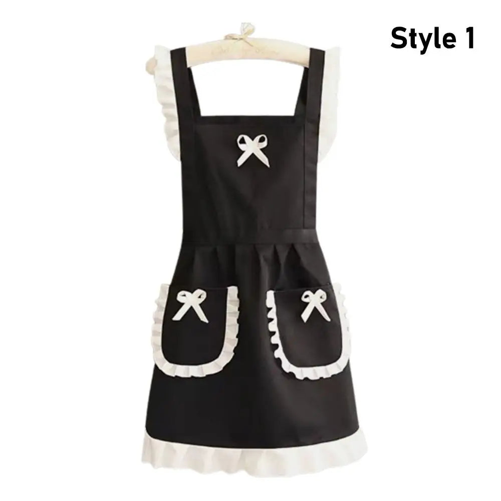 1Pcs New With Waistband Japanese Apron Baking Florist Cross Back Kitchen Cooking Aprons Women Housework Maid Dress Apron