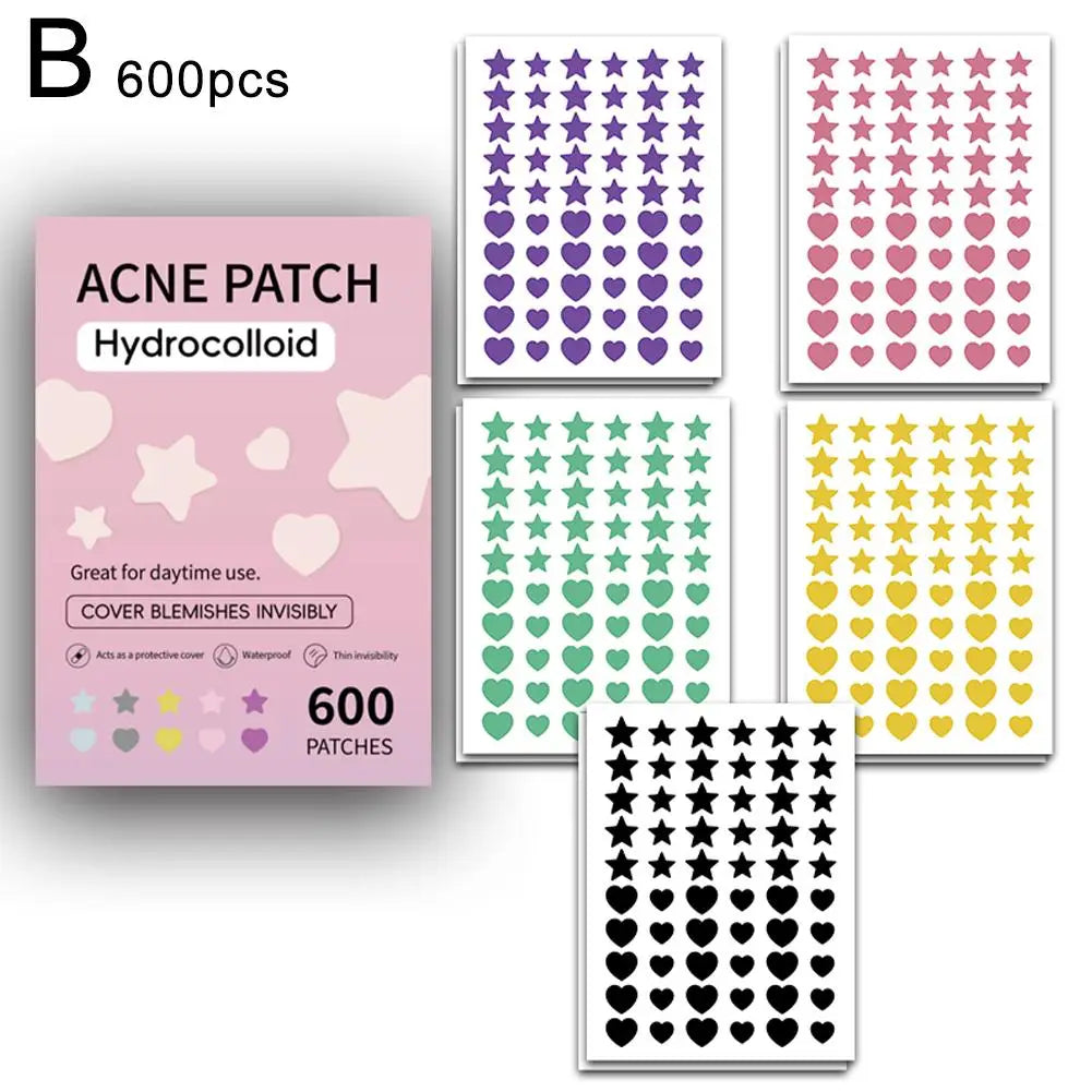 300/600pcs Star Acne Patch Mild Non-irritating Lightens Acne Hydrocolloid Acne Sticker For Blackheads Closed Comedones