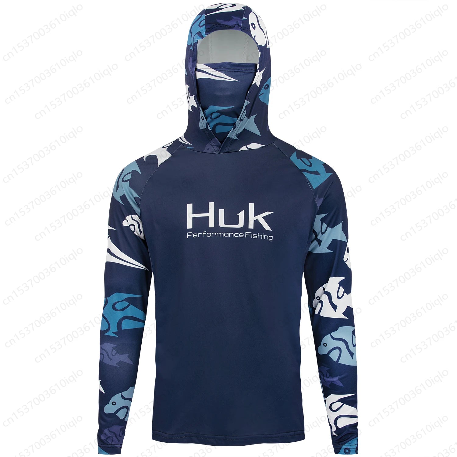 HUK UPF 50+ Long Sleeve Hooded Face Cover Fishing Shirts Quick Dry Sweatshirts Breathable UV Protection Men Fishing Jerseys - Live Store 4U