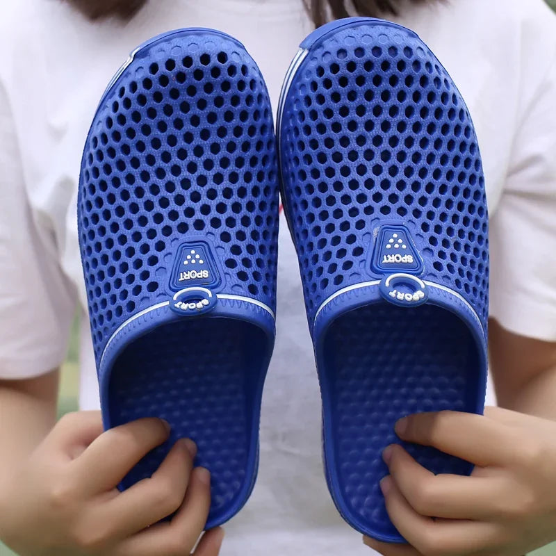 Summer Couple Breathable Half Slippers Men Outdoor Baotou Hole Sandals Beach Flip-flops Men's Casual Flip-flops Platform Sandals