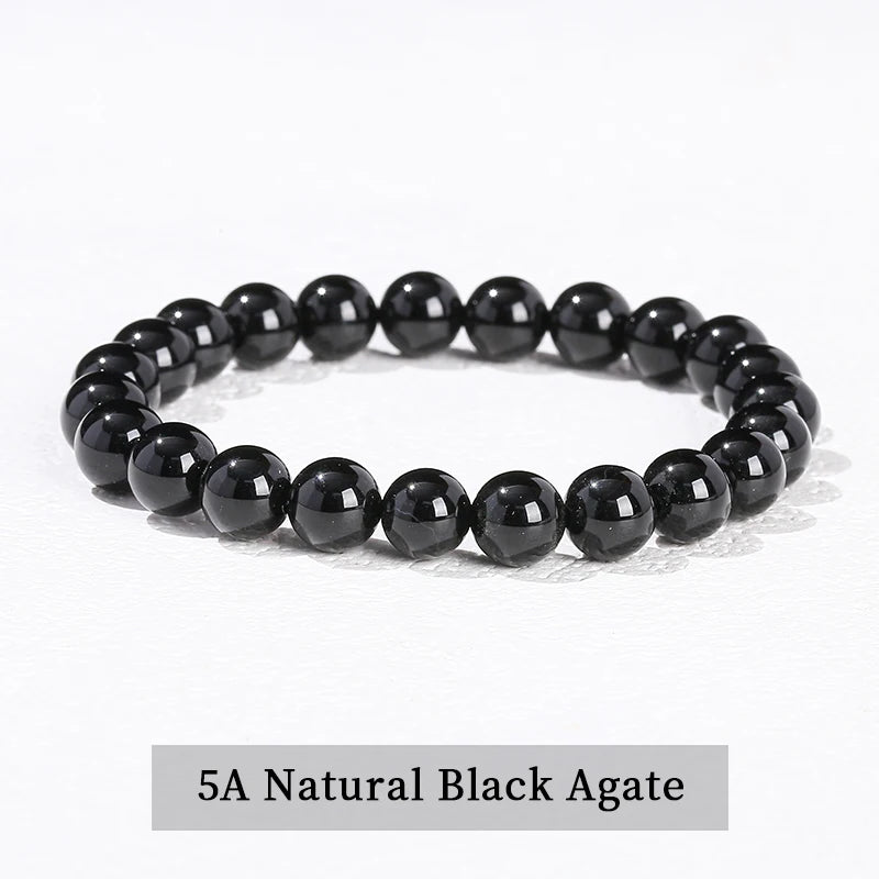 JD 6 8 10mm Natural Stone Beaded Bracelet Obsidian Fluorite Quartz Jasper Healing Beads Bangles Women Men Stretch Yoga Jewelry - Live Store 4U
