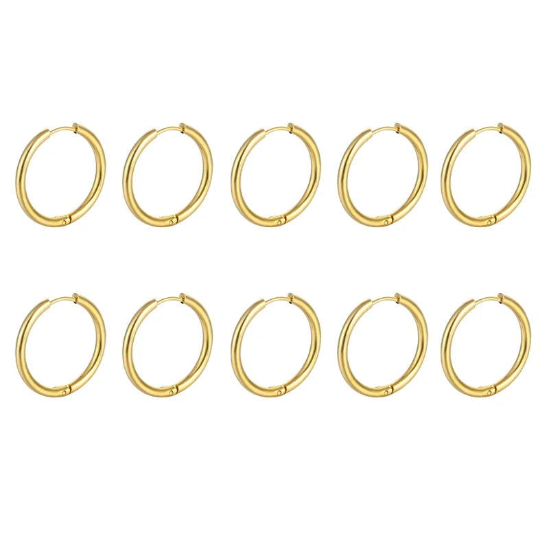 10/20Pcs Minimalist 316L Stainless Steel Small Hoop Earrings For Women Man Classic Round Earrings Fashion Ear Piercing Jewelry - Live Store 4U