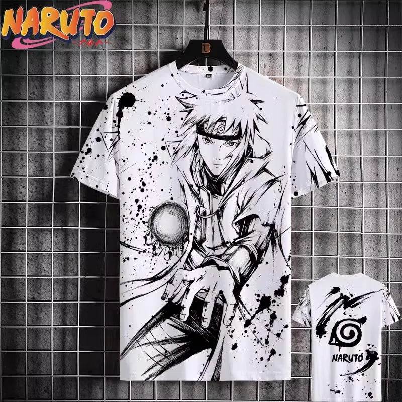 MINISO Naruto Men's T Shirt Japanese Anime 3D Prints Casual Short Sleeve Tees Street Oversized Clothing Fashion Cartoon T-Shirts - Live Store 4U