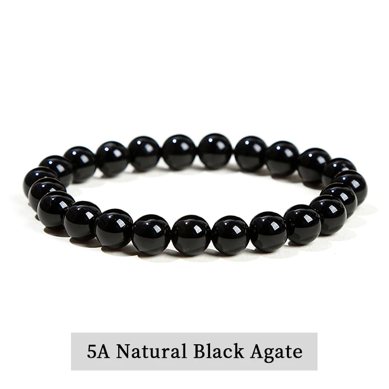 JD Natural Stone Beads Bracelet Amethyst Tiger Eye Crystal Quartz Agate Gem Beads Bangles Women Men Reiki Healling Jewelry Gift - Live Store 4U
