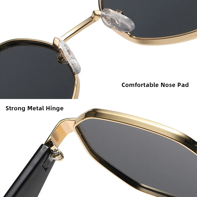 Trendy Polygonal Women's Sunglasses Men Fashion Metal Frame Driving Sun Glasses Female Stylish Outdoor Vacation Shades