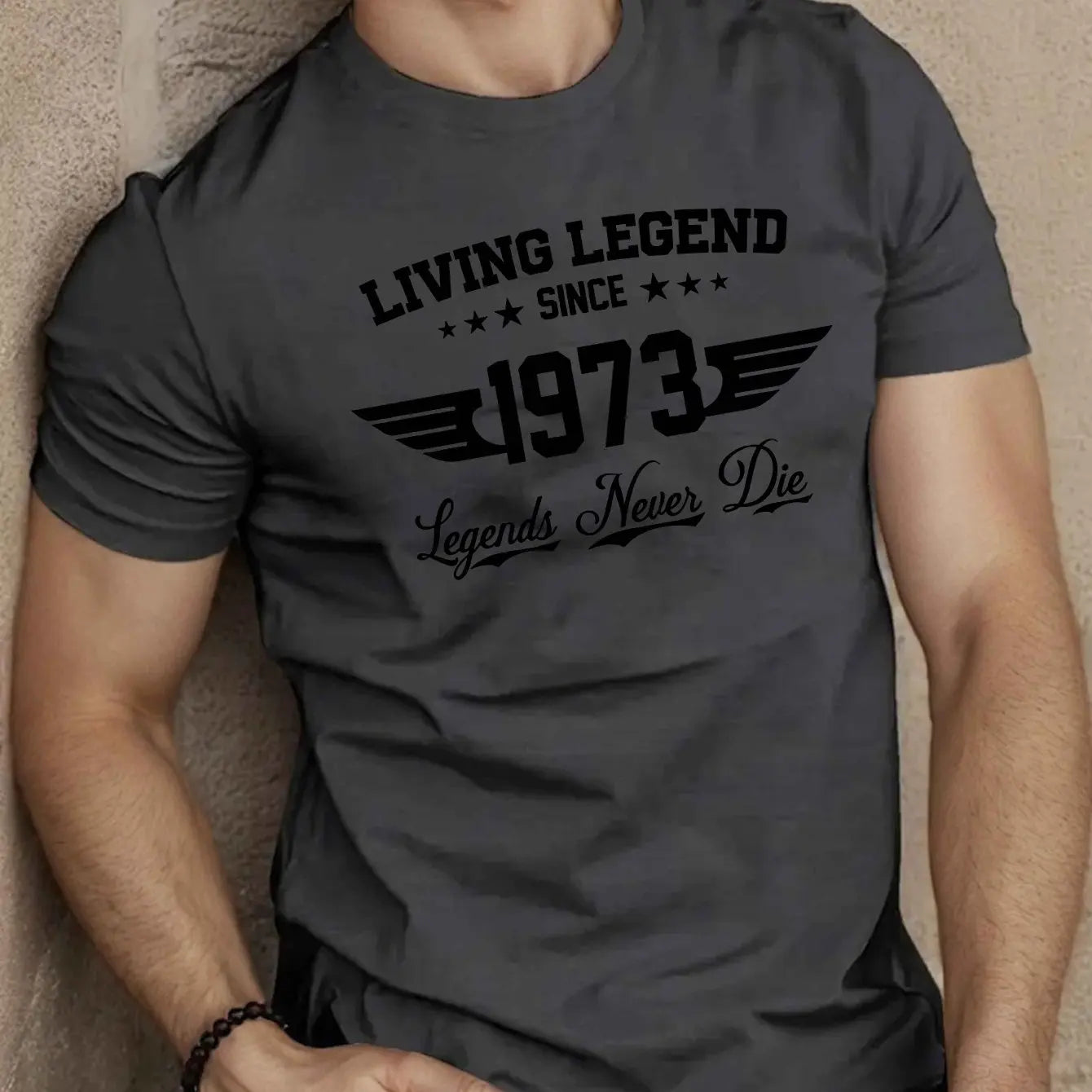 Summer men's 100 cotton casual loose plus size SINCE 1973 pattern printed sports comfortable round neck short sleeved T-shirt - Live Store 4U