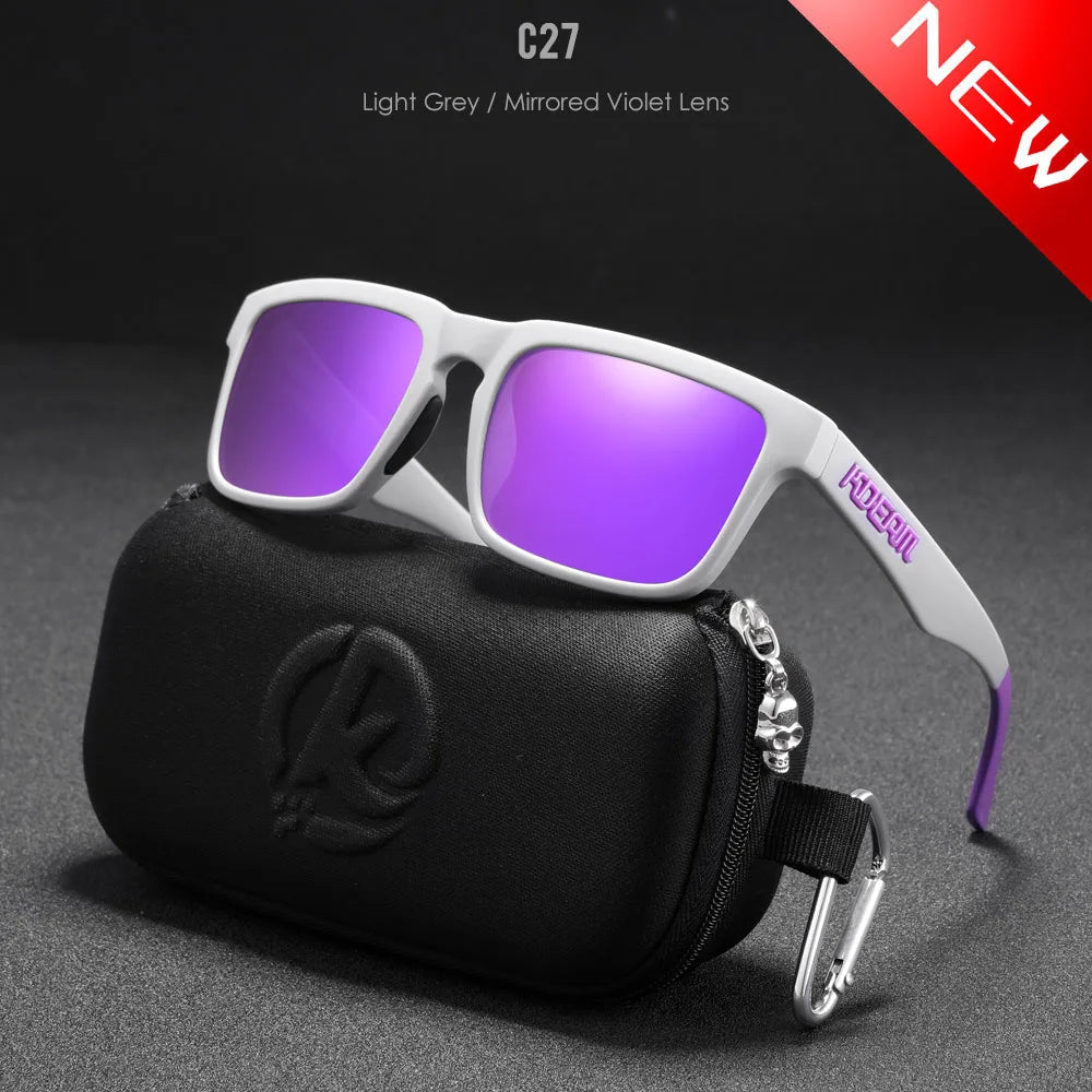 New KDEAM Brand High Quality Men Square Sunglasses Colors Sports Polarized Sun Glasses Reflective Coating Mirrored Lens UV400