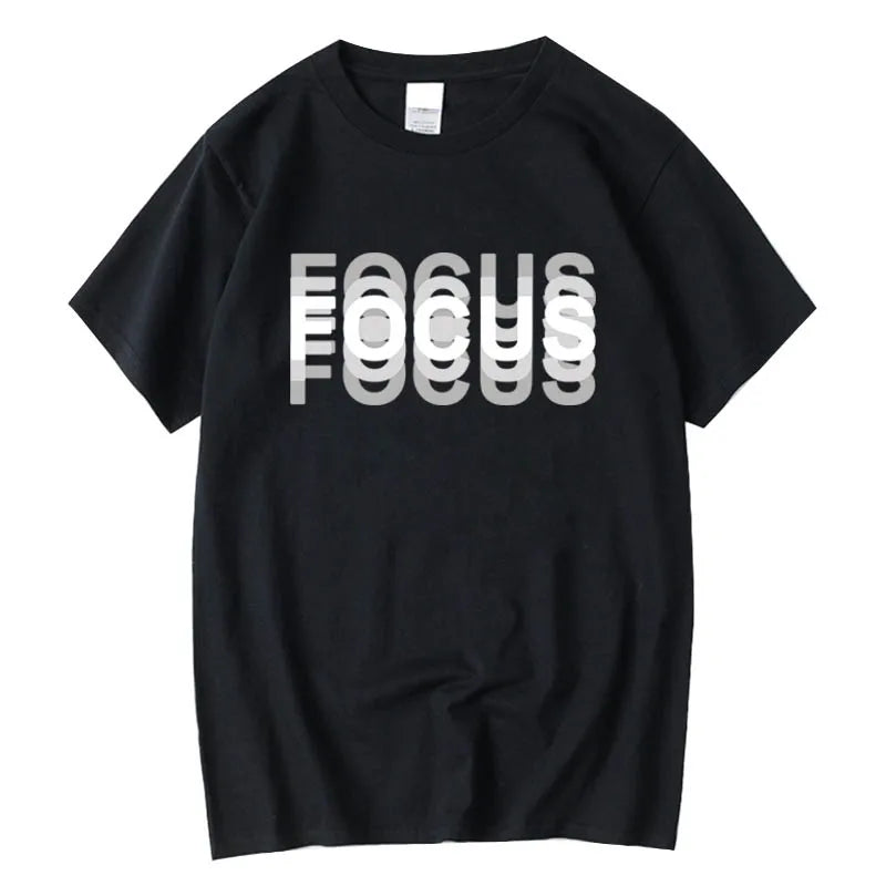 Summer Men's 100% Cotton High Quality Casual Sports Loose Oversized Funny Focus Print Round Neck Short Sleeved T-shirt Tops - Live Store 4U