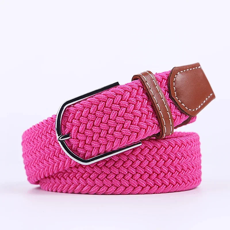 107/120/130cm UNISEX Casual Knitted Pin Buckle Women Belt Woven Canvas Elastic Expandable Braided Stretch Jeans Belts for Men - Live Store 4U
