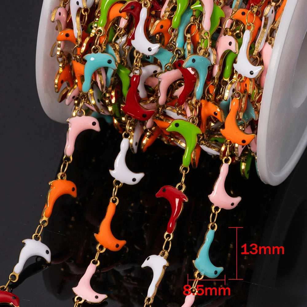 1Meter Stainless Steels Enamel Ocean Animal Charms Chains for DIY Necklaces Making Jewelry Findings Bracelets Anklet Component