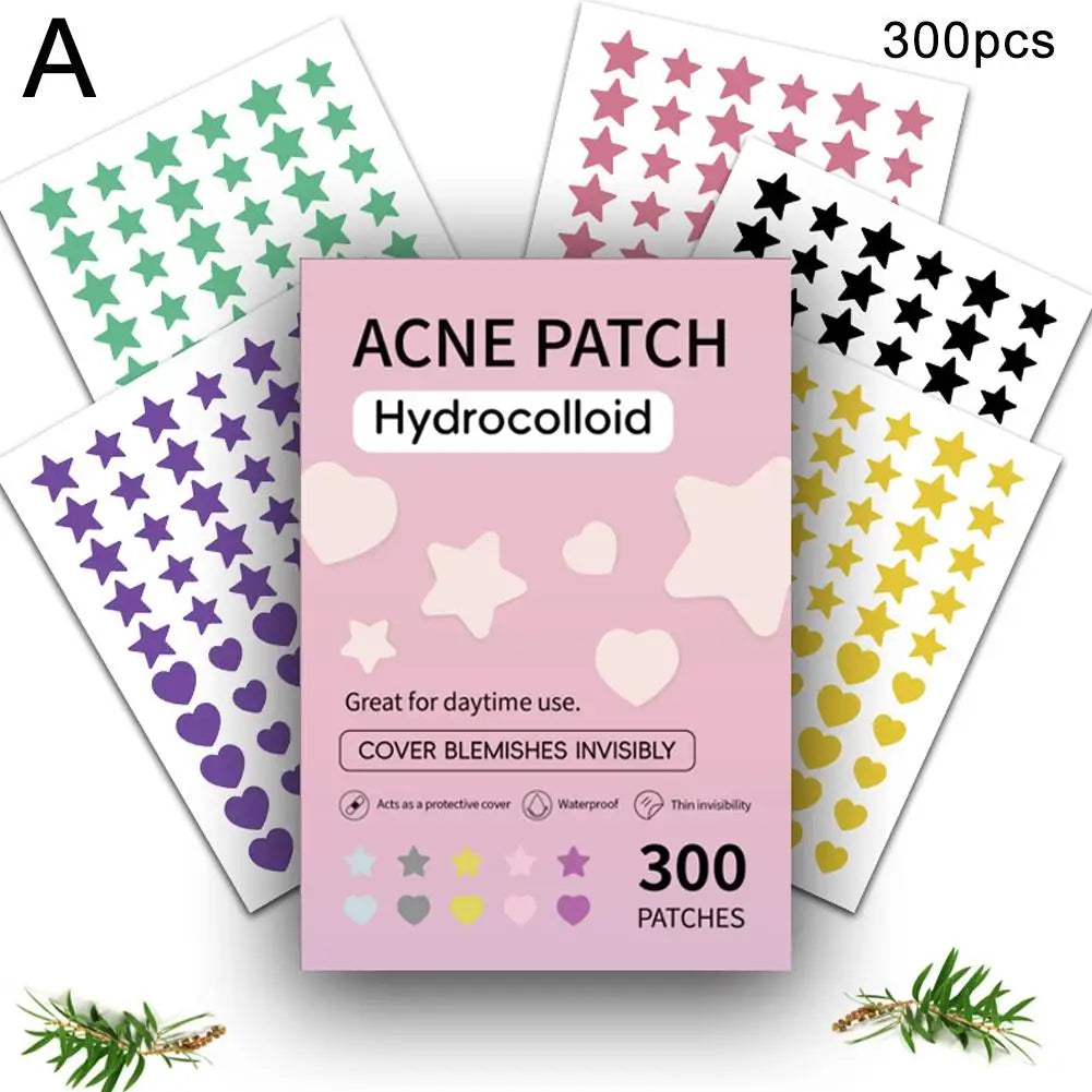 300/600pcs Star Acne Patch Mild Non-irritating Lightens Acne Hydrocolloid Acne Sticker For Blackheads Closed Comedones