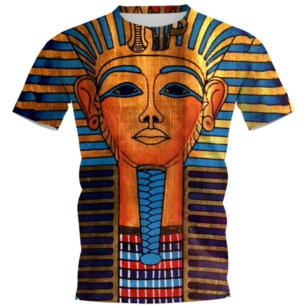Ancient Egyptian Pharaoh 3D Print T-shirts Men Woman O-Neck Short Sleeve Tees Fashion Streetwear Harajuku T Shirt Kids Clothing