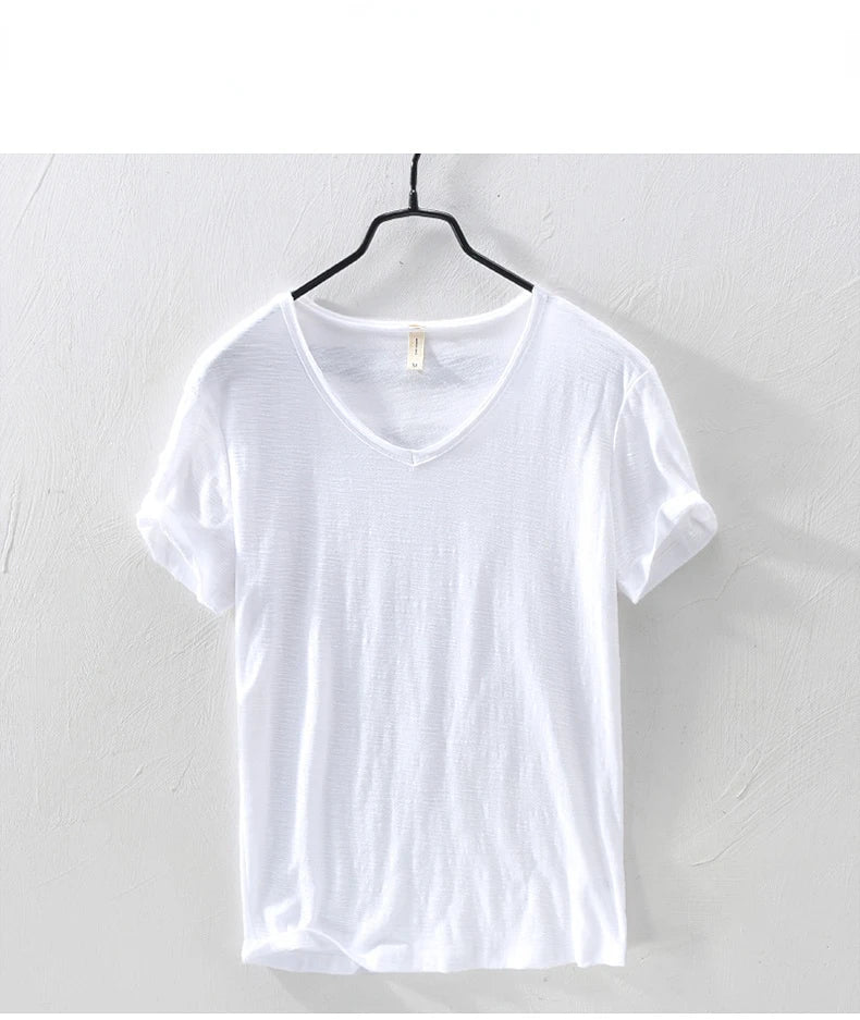 New Mens T Shirt Pure Color V Collar Short Sleeved Tops Tees Men T-Shirt 10colors slim Man T-Shirts Fitness For Male Clothes - Live Store 4U