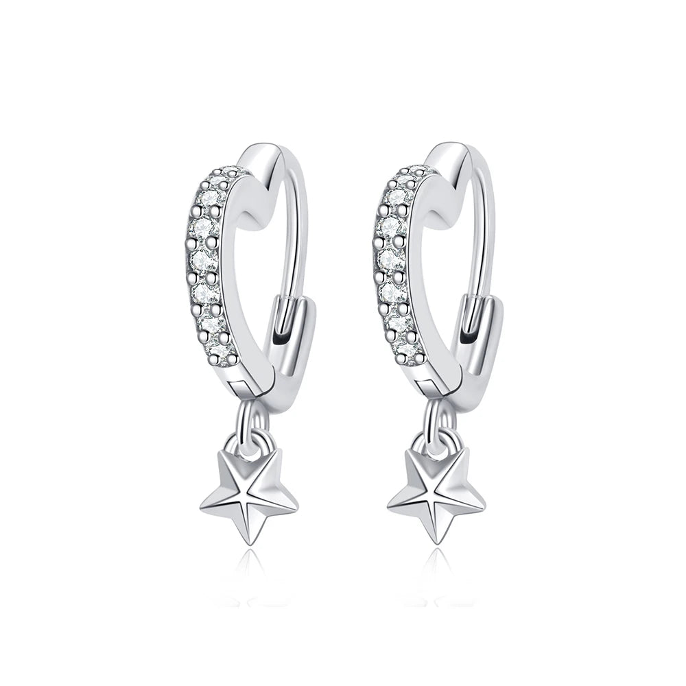 Original 925 Sterling Silver Earrings 2025 Stud Hoop Crystal Earings For Women Rose Gold Crown Heart Infinity Bee Earing Jewelry
