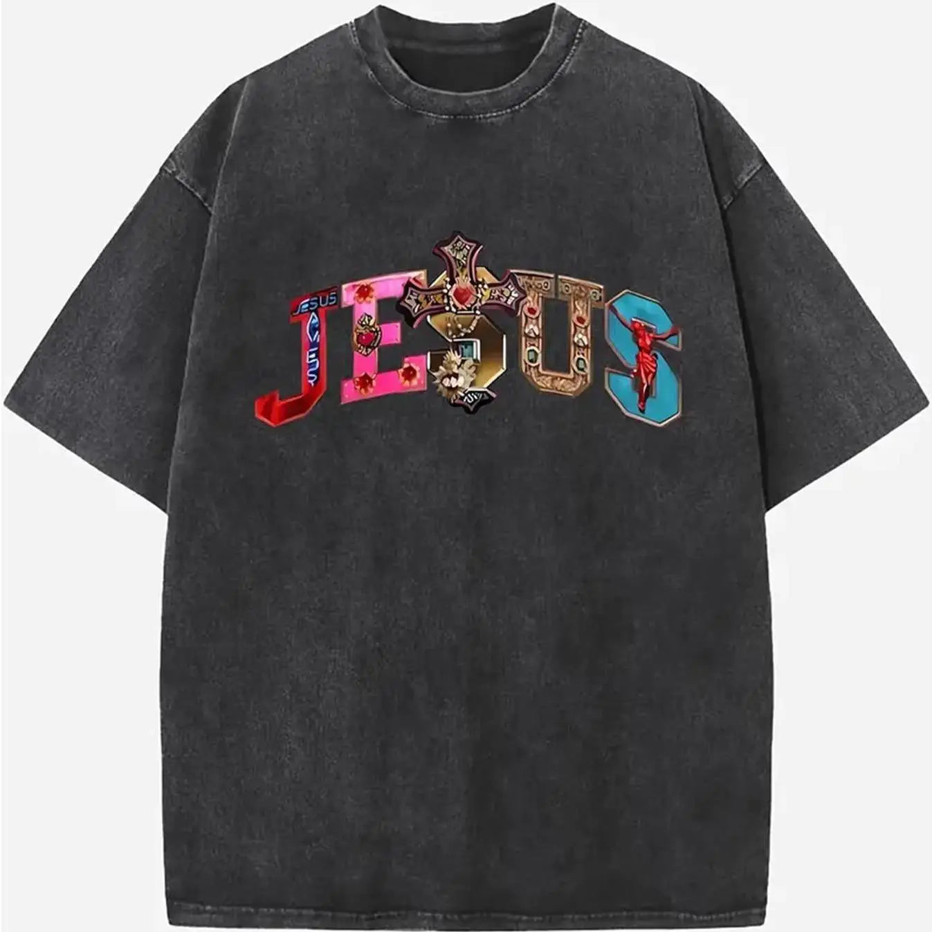 Vintage Jesus Graphic T-Shirt for Men Women Oversized Religious Christian Faith Streetwear Top Hip Hop Y2K Casual Loose Tee