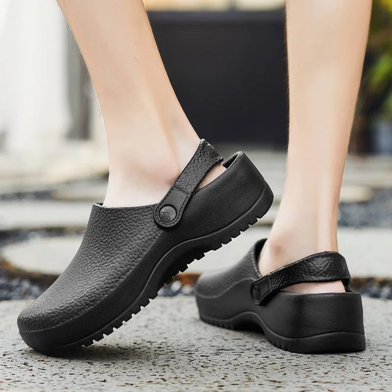 2025 Men's EVA Sandals Summer Large Black Kitchen Anti-Slip Work Shoes Waterproof Oil-Repellent Chef Shoes Kitchen Accessories