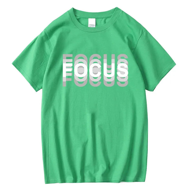 Summer Men's 100% Cotton High Quality Casual Sports Loose Oversized Funny Focus Print Round Neck Short Sleeved T-shirt Tops - Live Store 4U