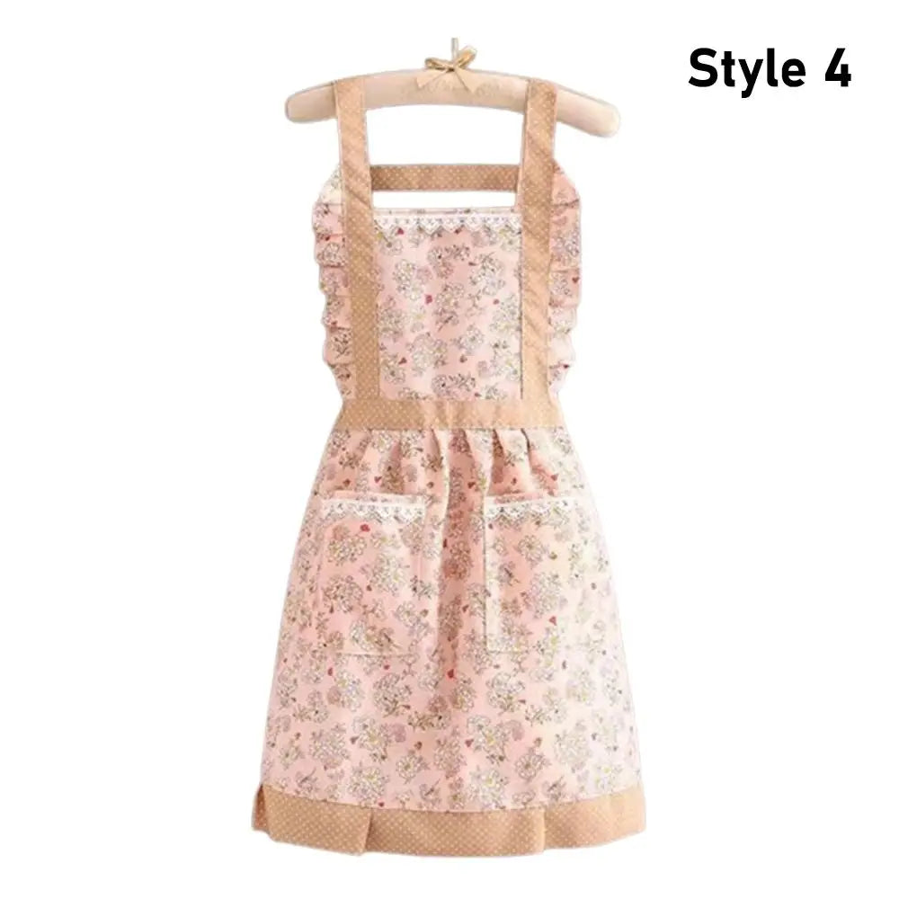 1Pcs New With Waistband Japanese Apron Baking Florist Cross Back Kitchen Cooking Aprons Women Housework Maid Dress Apron