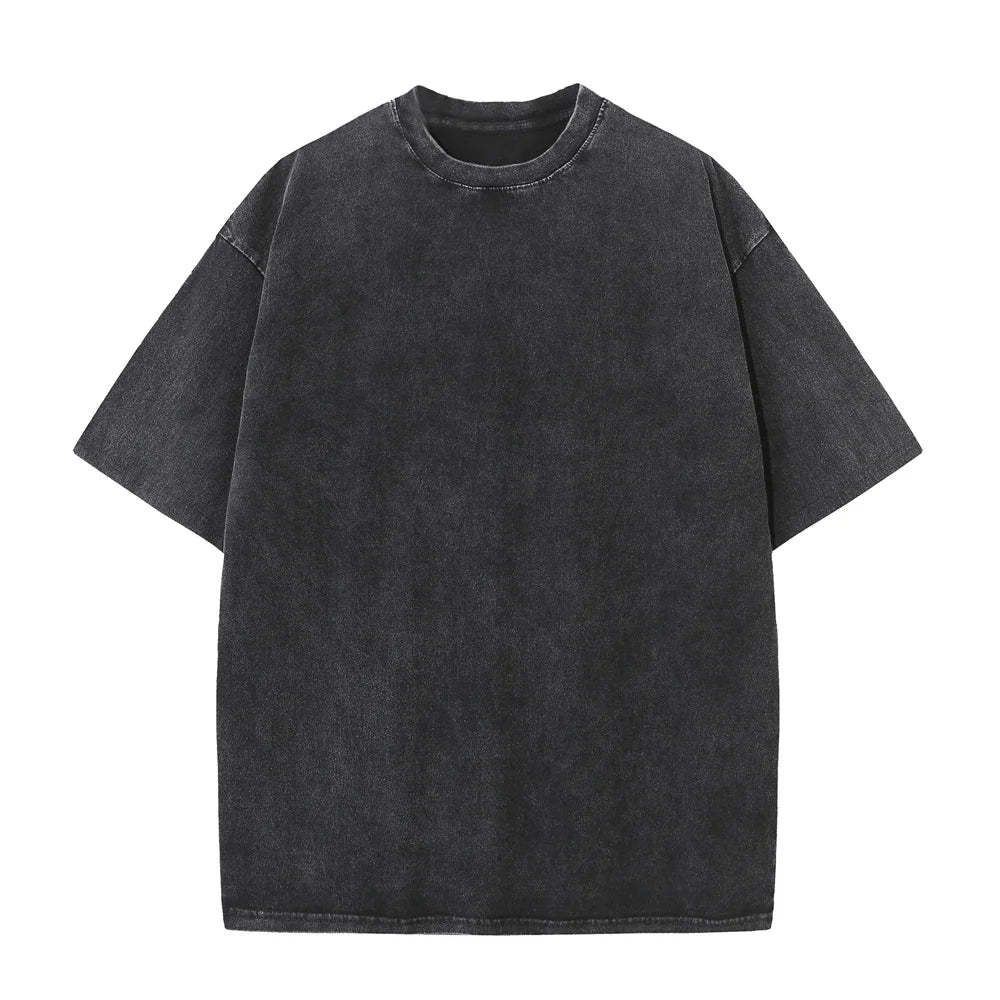 230G Cotton American Large Size T Shirts Men Summer Vintage Clothes Washed Tees Casual Short Sleeve Basic Male Tops - Live Store 4U