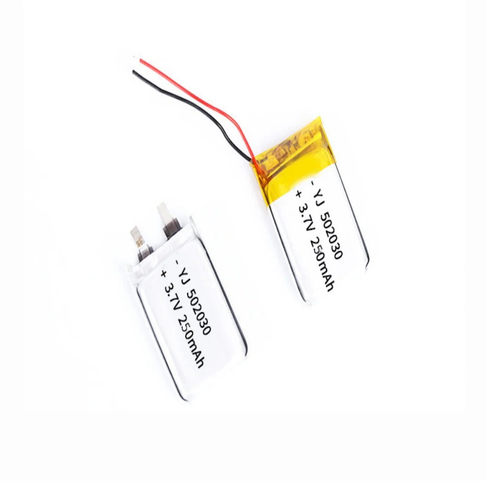3.7V 250mAh Polymer Lithium LiPo Rechargeable Battery 502030 For Bluetooth headset, beauty instrument, selfie stick, spray, etc