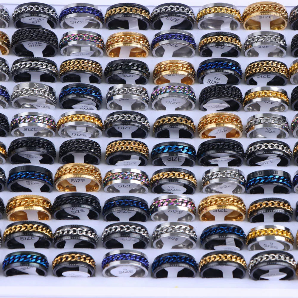 10pcs/lot Wholesale Fashion Simple Stainless Steel Ring For Men Women Beautiful Trendy Punk Jewelry Vintage Birthday Party Gifts - Live Store 4U