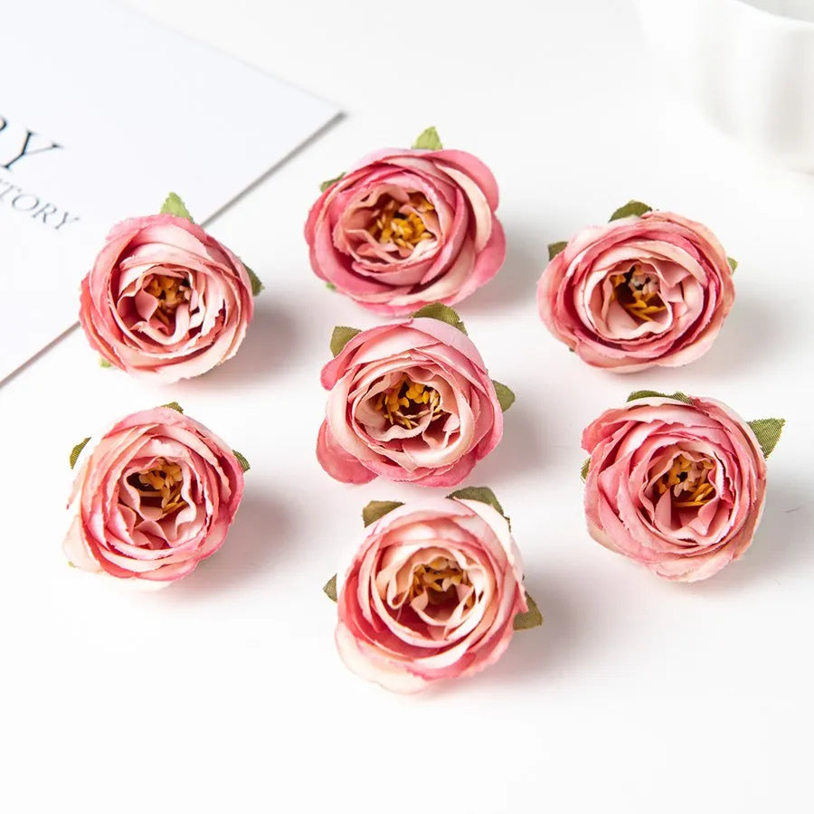 50/100Pcs Silk Tea Bud Roses Home Wedding Christmas Decoration Bridal Accessory Outdoor Garland Diy Scrapbook Artificial Flowers