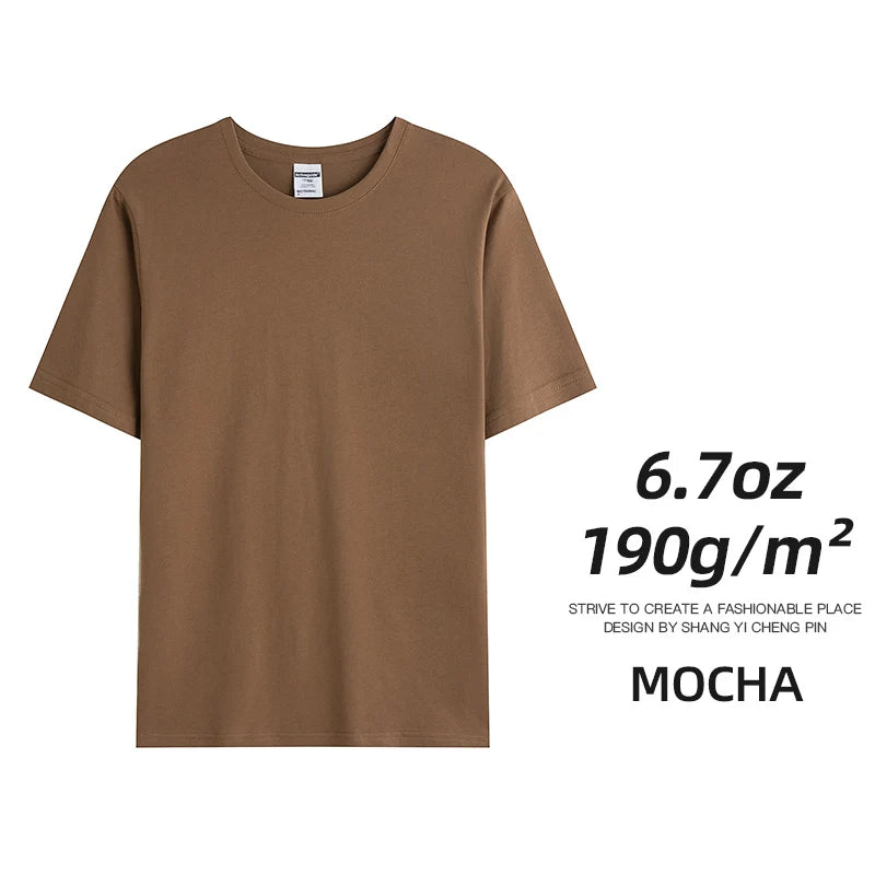 6.7oz 190gsm Combed Cotton Tees Tshirts Mens Solid Tops Woman Male Custom Team Uniform Class Clothes Summer Brand Customization - Live Store 4U