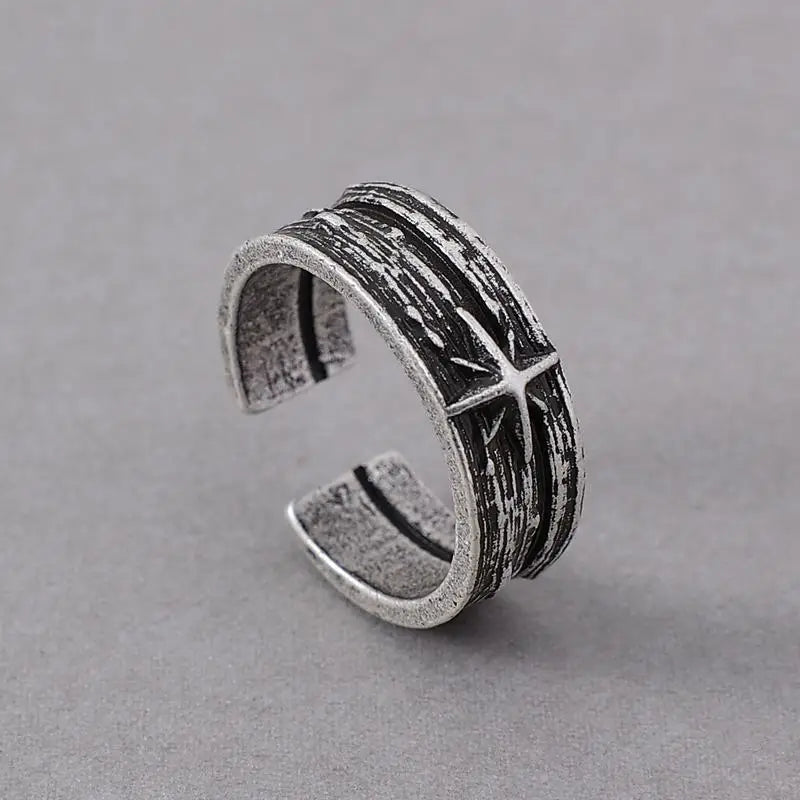 Retro Stary Night Art Ring For Men Silver Color Punk Gothic Adjustable Open Ring Rock Handmade Unisex Jewelry Accessories Gift - Live Store 4U